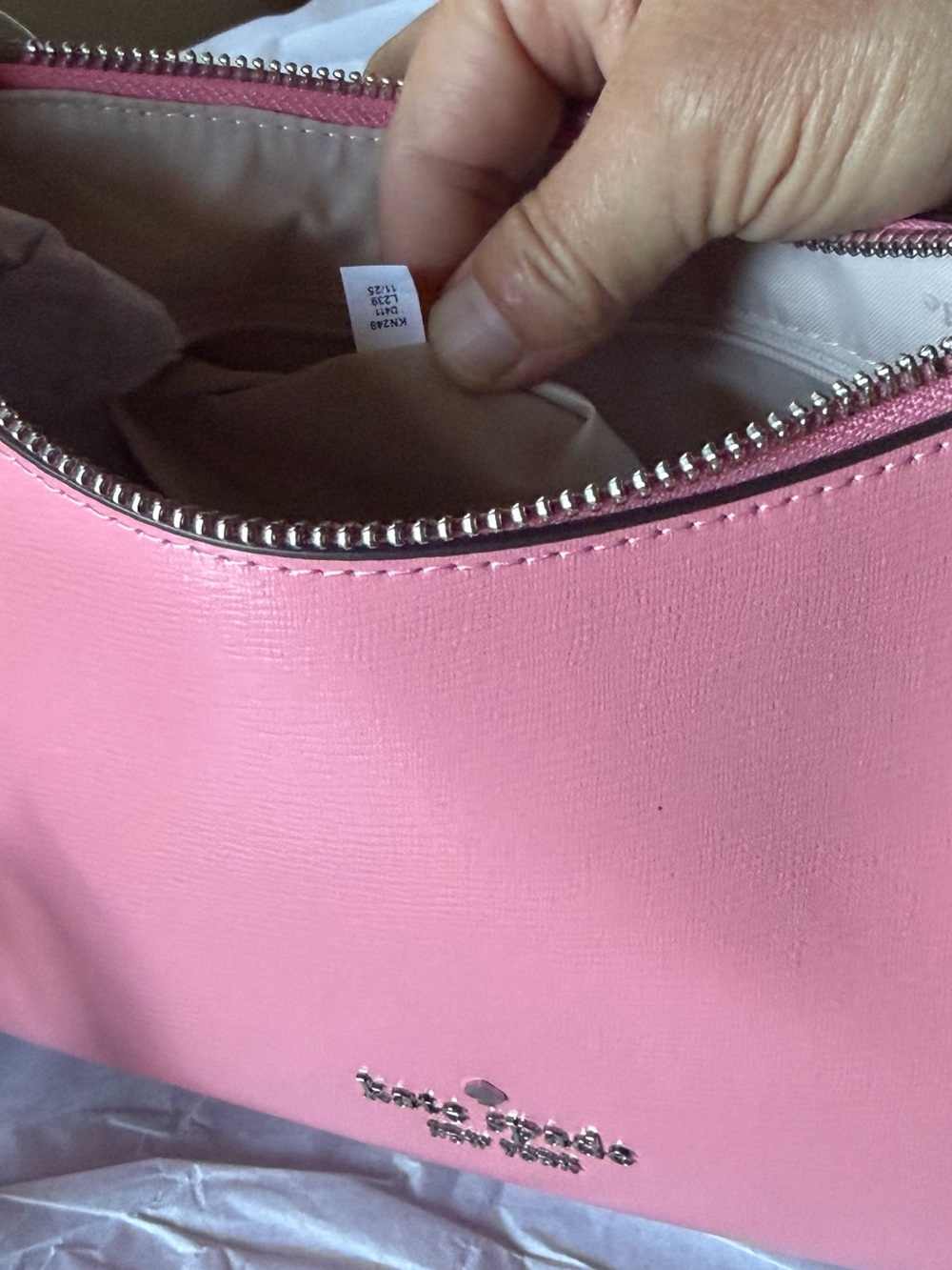 kate spade Margot Textured Leather Med Convertible Crossbody in Grapefruit Pink - Picture 15 of 16